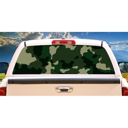 Amistad Window Graphic Back Truck Decal - Green Camo Rear AM3253362
